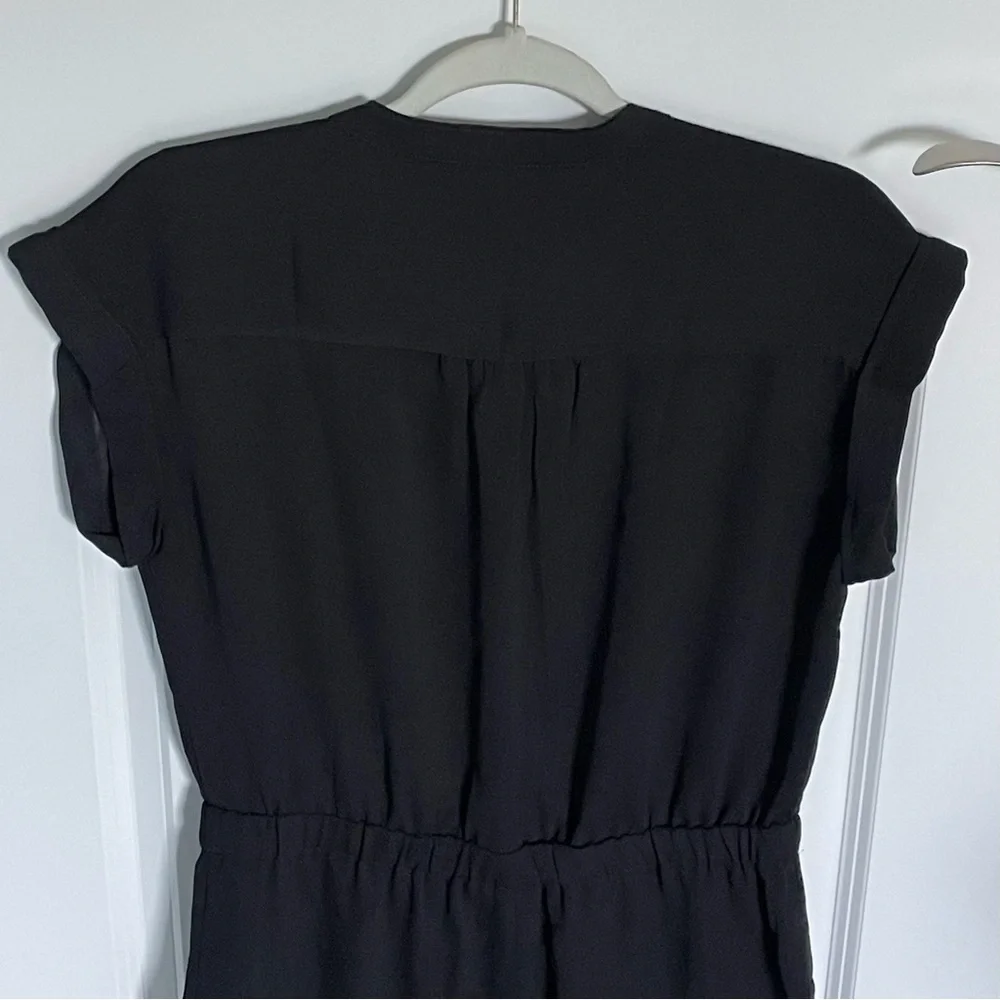 J. Crew Black V-neck Cuffed Short Sleeve Camp-Shirt Jumpsuit - 47207